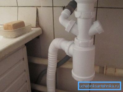 Снимка на инсталиран сифон с допълнителни завои