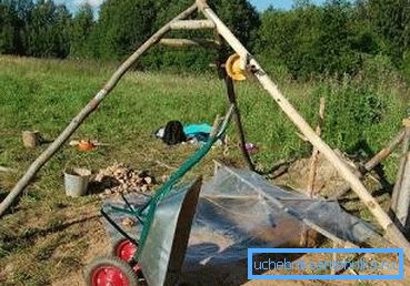 На снимката - статив за фиксиране на лебедката На снимката - статив за фиксиране на лебедката